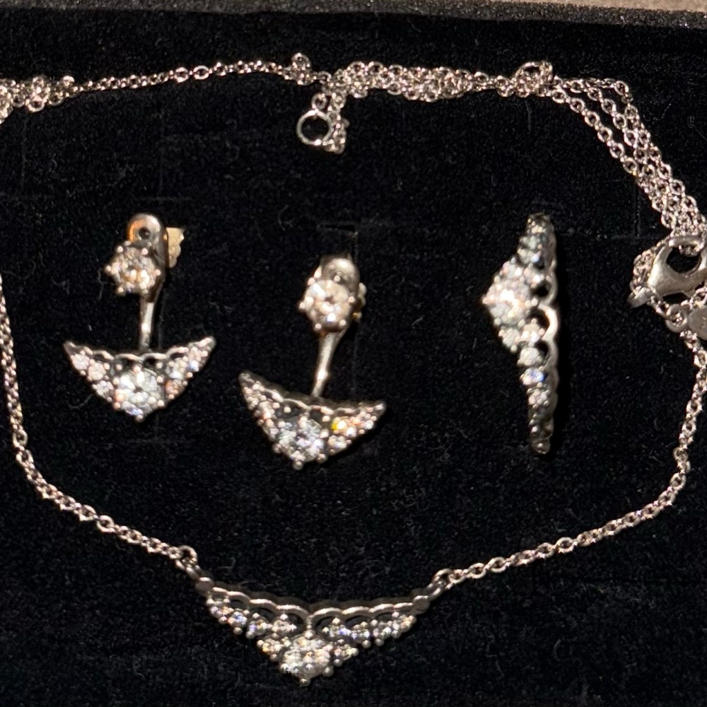 Pandora Silver Necklace and Earring Set